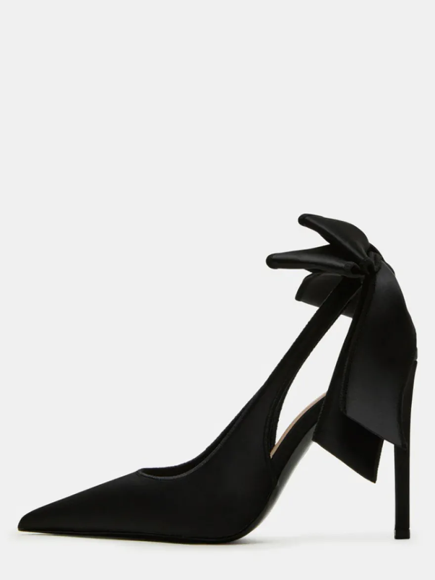 Chaussures de soirée en satin à bout pointu et talon haut avec nœud