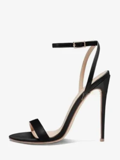 Chaussures de soirée noires Sandales à talons hauts et brides à la cheville