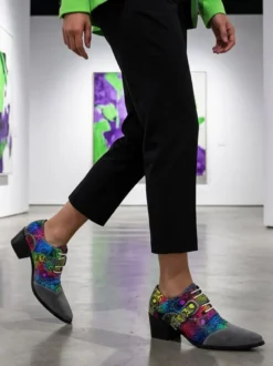 Chaussures de soirée pour hommes bout rond imprimées avec boucle.