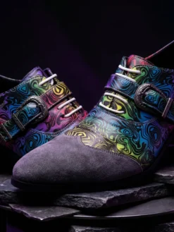 Chaussures de soirée pour hommes bout rond imprimées avec boucle.