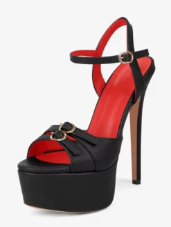 Chaussures de soirée à talons hauts Sadnals plateforme bout ouvert et boucle