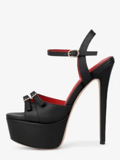 Chaussures de soirée à talons hauts Sadnals plateforme bout ouvert et boucle