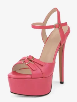 Chaussures de soirée à talons hauts Sadnals plateforme bout ouvert et boucle