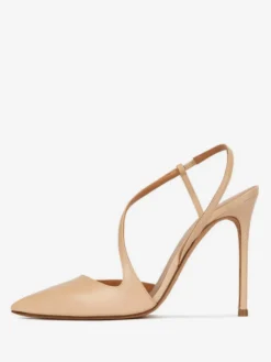 Chaussures de soirée à talons hauts et bout pointu en or pour femmes