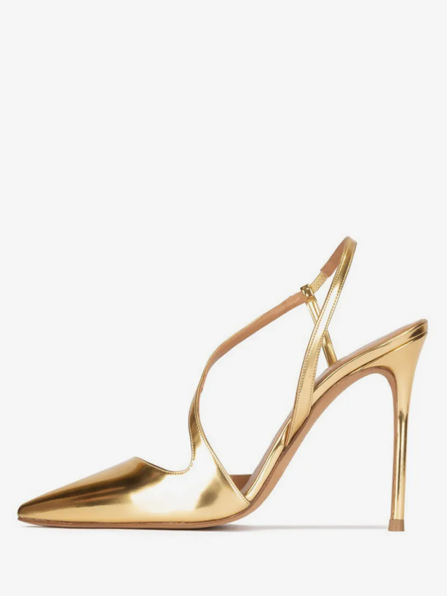 Chaussures de soirée à talons hauts et bout pointu en or pour femmes