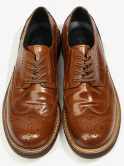 Chaussures de ville pour hommes style brogue bout rond lacets en cuir véritable.