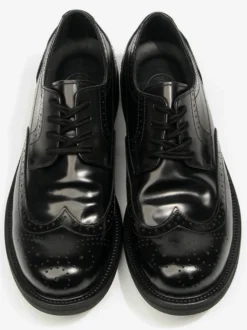 Chaussures de ville pour hommes style brogue bout rond lacets en cuir véritable.