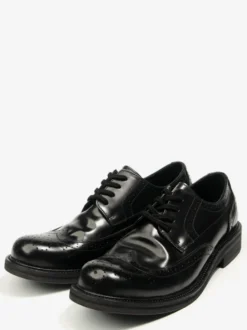 Chaussures de ville pour hommes style brogue bout rond lacets en cuir véritable.