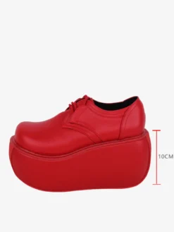 Chaussures gothiques Lolita Ture rouge métallisé à lacets escarpins Lolita en cuir PU à bout rond
