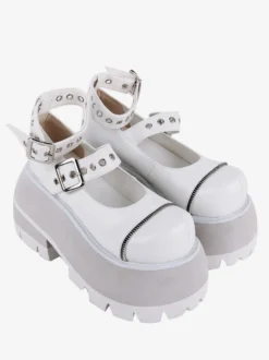 Chaussures gothiques Lolita avec œillets métalliques noirs bout rond chaussures Lolita en cuir PU