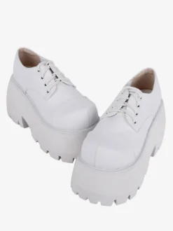 Chaussures Gothiques Lolita Escarpins Lolita en Cuir PU à Bout Rond Blanc