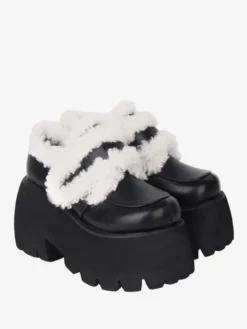 Chaussures gothiques Lolita en cuir PU noir chaussures Lolita à talons compensés