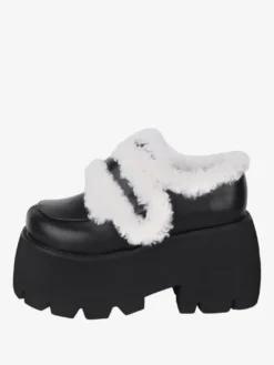Chaussures gothiques Lolita en cuir PU noir chaussures Lolita à talons compensés
