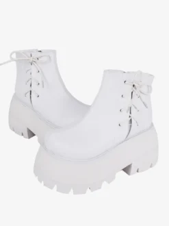 Chaussures gothiques Lolita en cuir PU blanc chaussures Lolita à talons compensés