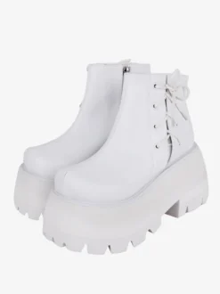 Chaussures gothiques Lolita en cuir PU blanc chaussures Lolita à talons compensés