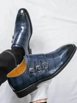 Chaussures habillées blanches pour hommes bout rond détail boucle style décontracté