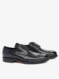 Chaussures habillées derbies pour hommes en cuir véritable gaufré python chaussures d'affaires formelles