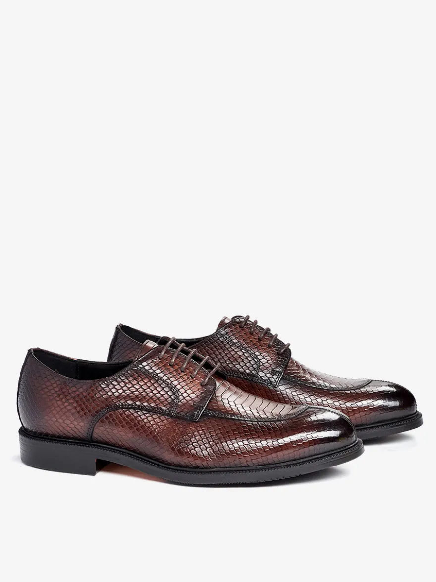 Chaussures habillées derbies pour hommes en cuir véritable gaufré python chaussures d'affaires formelles