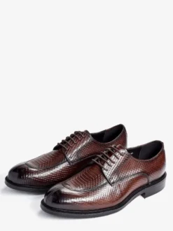 Chaussures habillées derbies pour hommes en cuir véritable gaufré python chaussures d'affaires formelles