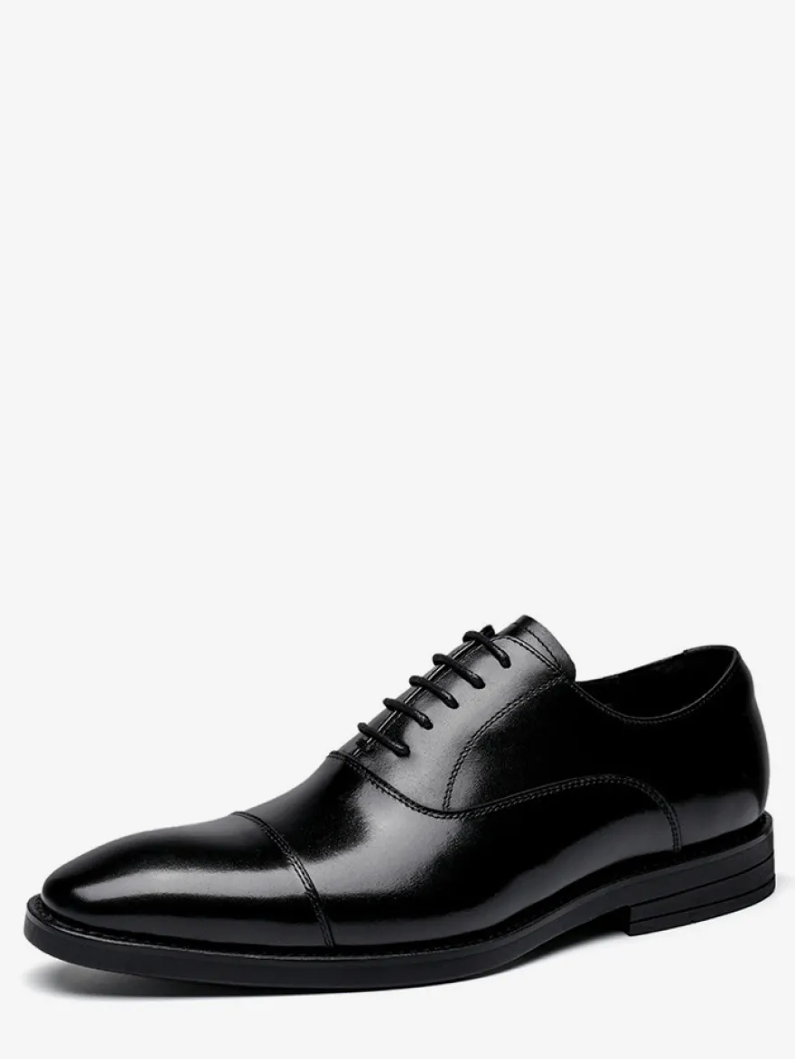 Chaussures habillées pour hommes en cuir à bout pointu à lacets et à talons bas derbies