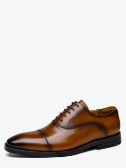 Chaussures habillées pour hommes en cuir à bout pointu à lacets et à talons bas derbies