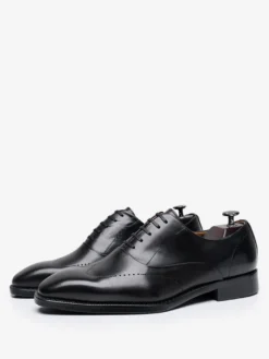 Chaussures habillées pour hommes chaussures de mariage formelles à bout carré en cuir de vachette Brogue Derby