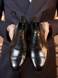 Chaussures habillées pour homme Chaussures de mariage Oxford en cuir à bout carré fantastiques