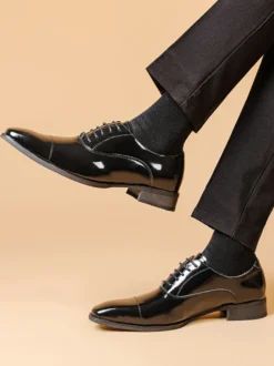 Chaussures habillées pour hommes en cuir PU Derby Prom Party Chaussures de mariage