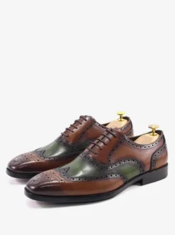 Chaussures habillées pour homme élégantes à bout rond en cuir de vache