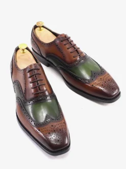 Chaussures habillées pour homme élégantes à bout rond en cuir de vache