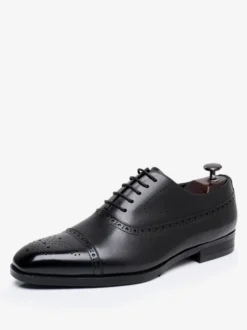 Chaussures habillées pour hommes à bout carré en cuir Brogue Derby Chaussures de mariage formelles