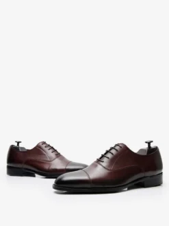 Chaussures habillées pour hommes chaussures Oxford à lacets et bout rapporté en cuir véritable