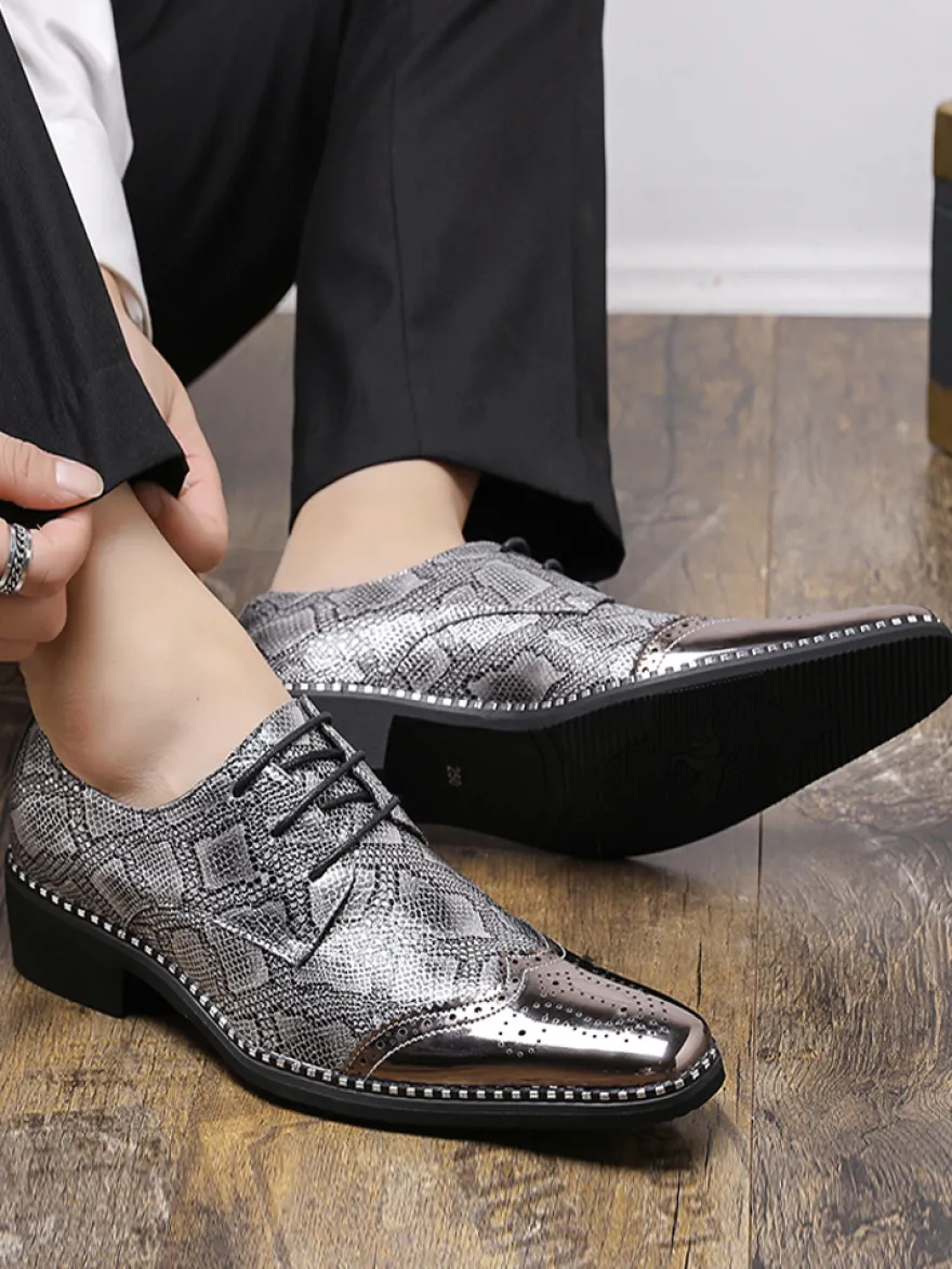 Chaussures habillées pour homme en cuir PU de qualité à bout pointu et sangle réglable