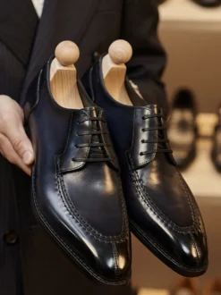 Chaussures habillées pour hommes élégantes à bout ouvert en cuir à lacets Derby chaussures de bal de mariage formelles
