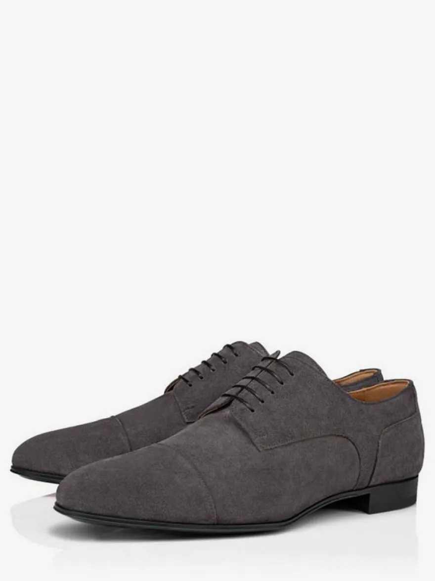 Chaussures habillées pour hommes en daim et cuir bout rond talons bas derbies décontractées