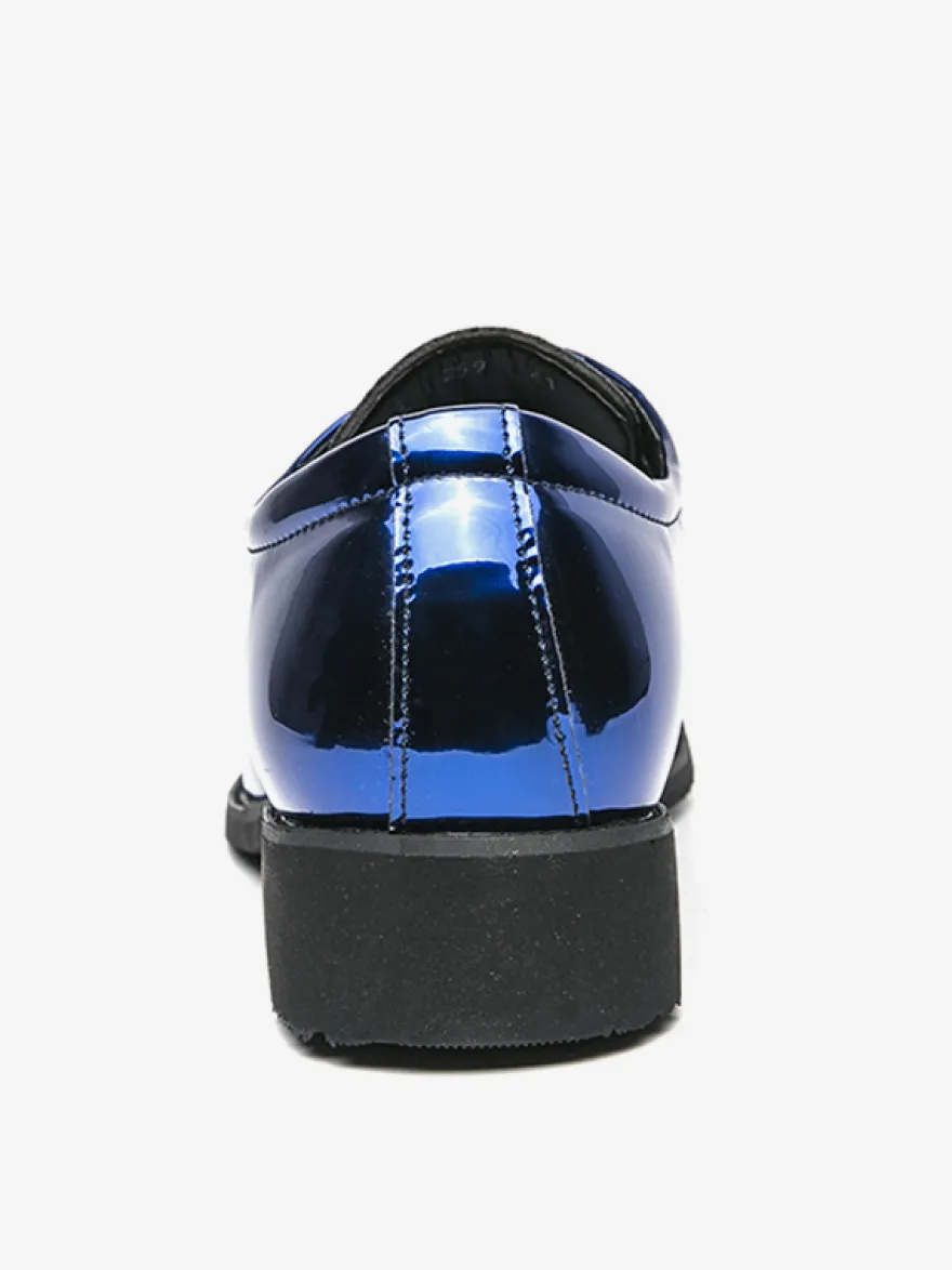 Chaussures habillées pour hommes bleues à bout pointu et à lacets