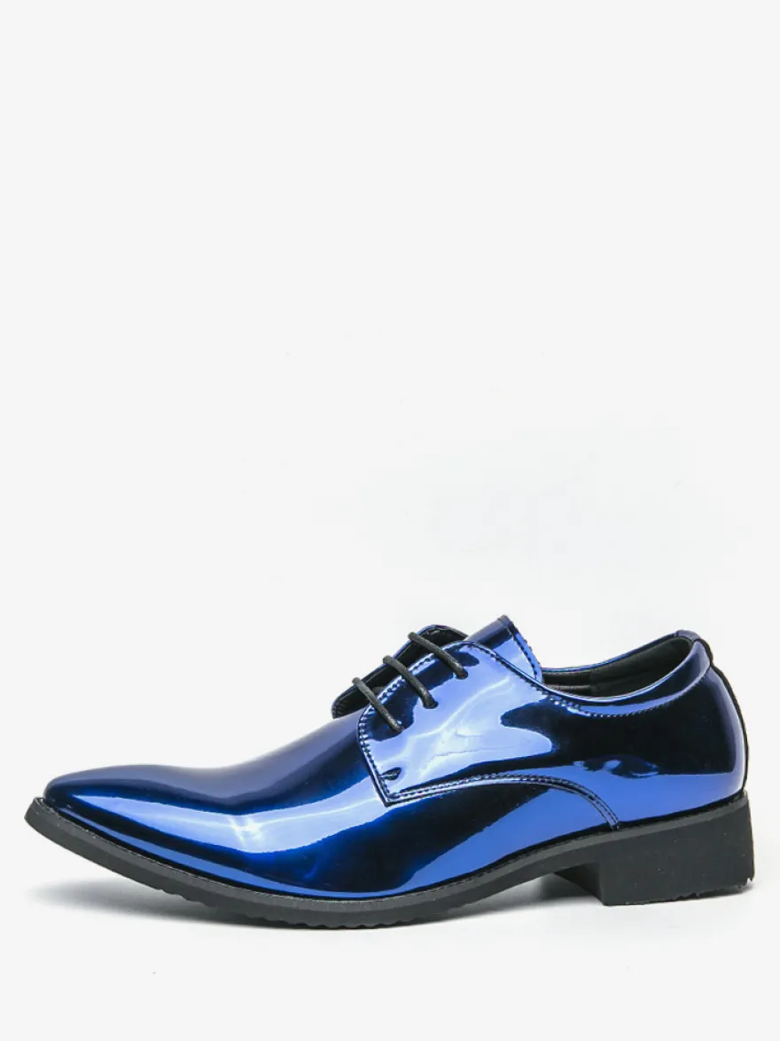 Chaussures habillées pour hommes bleues à bout pointu et à lacets