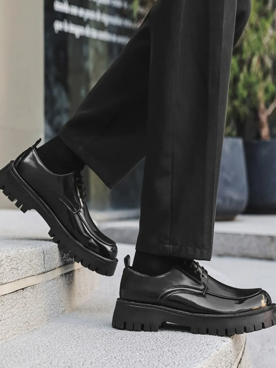 Chaussures habillées pour hommes chaussures derbies basses à lacets et plateforme antidérapantes