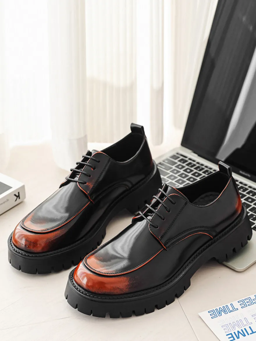 Chaussures habillées pour hommes chaussures derbies basses à lacets et plateforme antidérapantes
