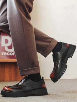 Chaussures habillées pour hommes chaussures derbies basses à lacets et plateforme antidérapantes