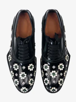 Chaussures habillées pour homme élégantes à bout rond en cuir de vachette à fleurs