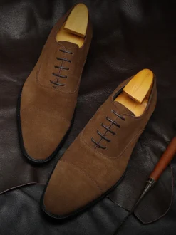Chaussures habillées pour homme à la mode à bout rond en cuir de vache Oxford marron pour bal de promo et mariage