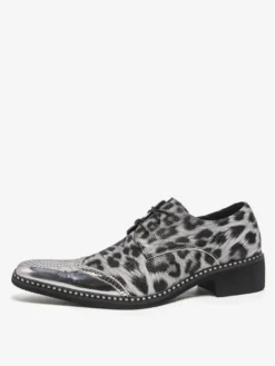 Chaussures habillées pour hommes patchwork léopard à lacets