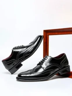 Chaussures habillées pour hommes chaussures Oxford classiques à lacets et bout golf