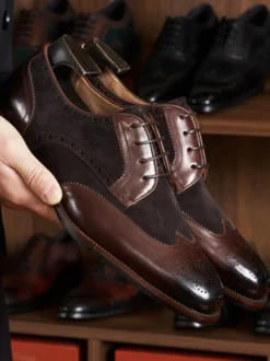Chaussures habillées pour hommes Chaussures de mariage formelles en cuir à bout rond de qualité