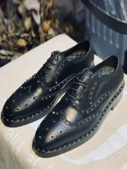 Chaussures habillées pour hommes fantastiques bout rond rivets cuir de vachette