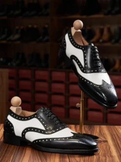Chaussures habillées pour hommes à bout carré en cuir Brogue Oxford Chaussures de bal de mariage