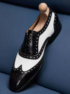 Chaussures habillées pour hommes à bout carré en cuir Brogue Oxford Chaussures de bal de mariage