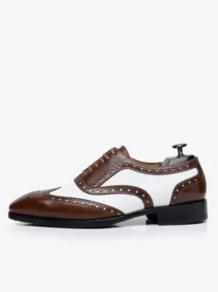 Chaussures habillées pour hommes à bout carré en cuir Brogue Oxford Chaussures de bal de mariage