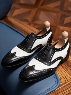 Chaussures habillées pour hommes à bout carré en cuir Brogue Oxford Chaussures de bal de mariage